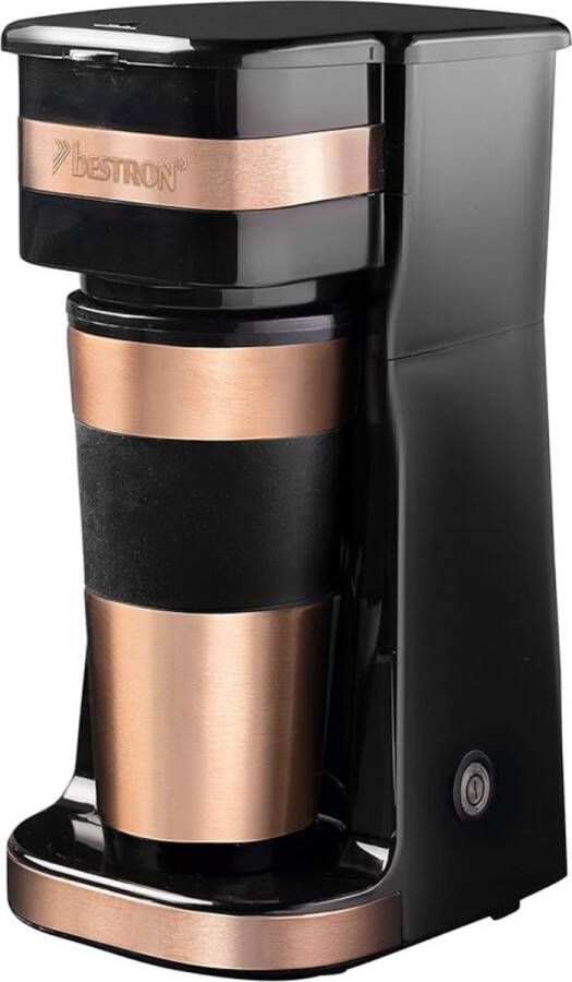 Thuys Koffiezetapparaat met Thermoskan – Met Beker – Koffiemaker – Koffiecups – Perfect voor Onderweg – Roestvrij Staal – Nieuw Design – 750W – Koper