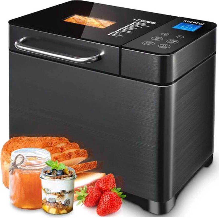 Thuys Luxe Broodbakmachine – Broodmachine – Glutenvrij – 17 Programma s – Met Keramische Pannen – Fruit- en Notendispenser 360° 3D-baktechnologie – Timer – Zwart