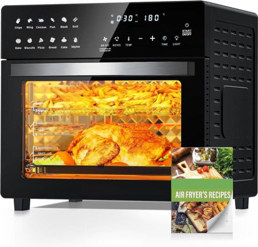 Thuys Luxe Heteluchtoven – Airfryer – Multifunctionele Combi Oven – Alles in één – 26L Inhoud – 12 Automatische Programma s – LED Display – Zwart