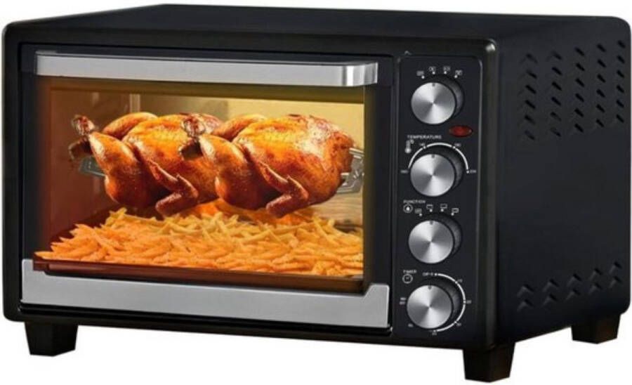 Thuys Luxe Heteluchtoven – Airfryer – Oven – Heteluchtfriteuse – RVS Handgreep – Dubbel Versterkt Glas – Convectieventilator – 2000W – Zwart
