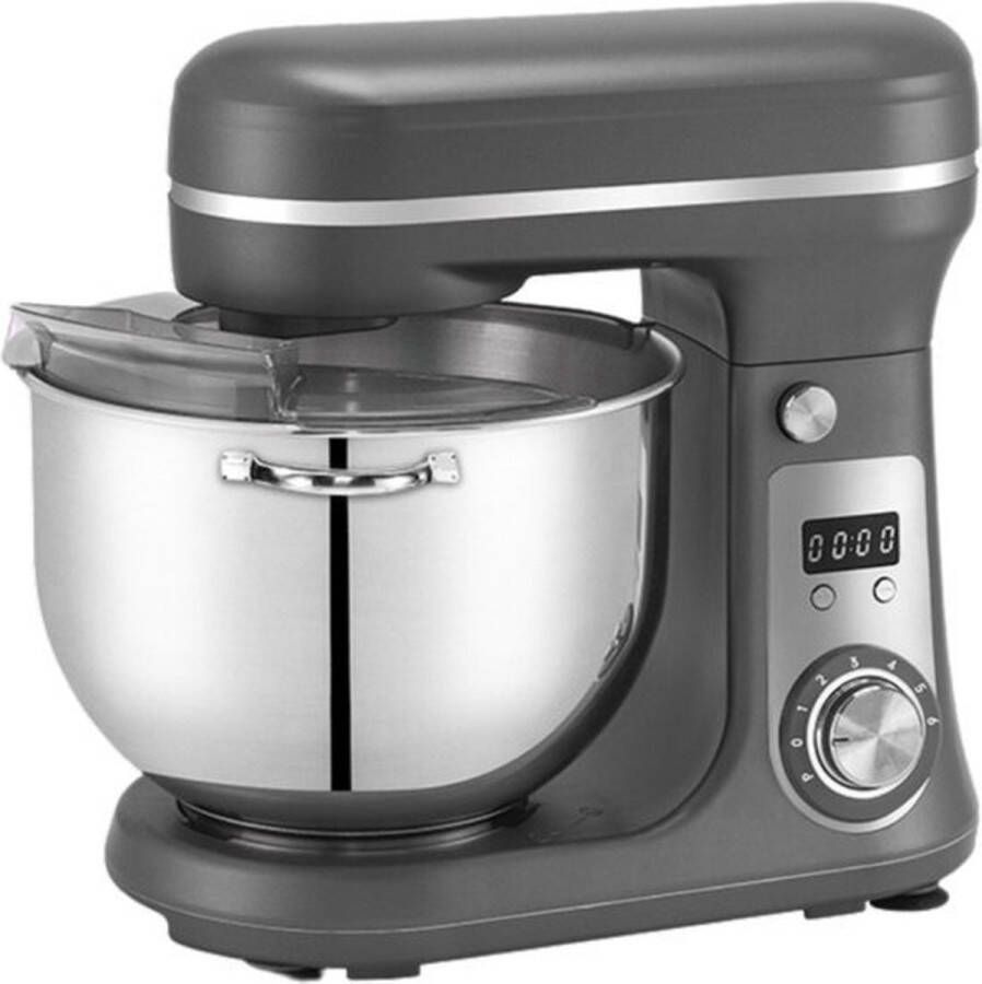 Thuys Luxe Keukenmixer – Met Mengkom – Keukenmachine – Deegmachine – Klopmachine – Kneedmachine – Incl. 3 Opzetstukken – 1200W – Grijs