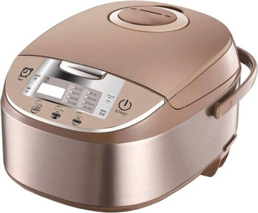 Thuys Luxe Rijstkoker – Met Stomer – Klein – Multifunctioneel Design – 5L Inhoud – Elegant Design – Slowcookerfunctie – Roségoud