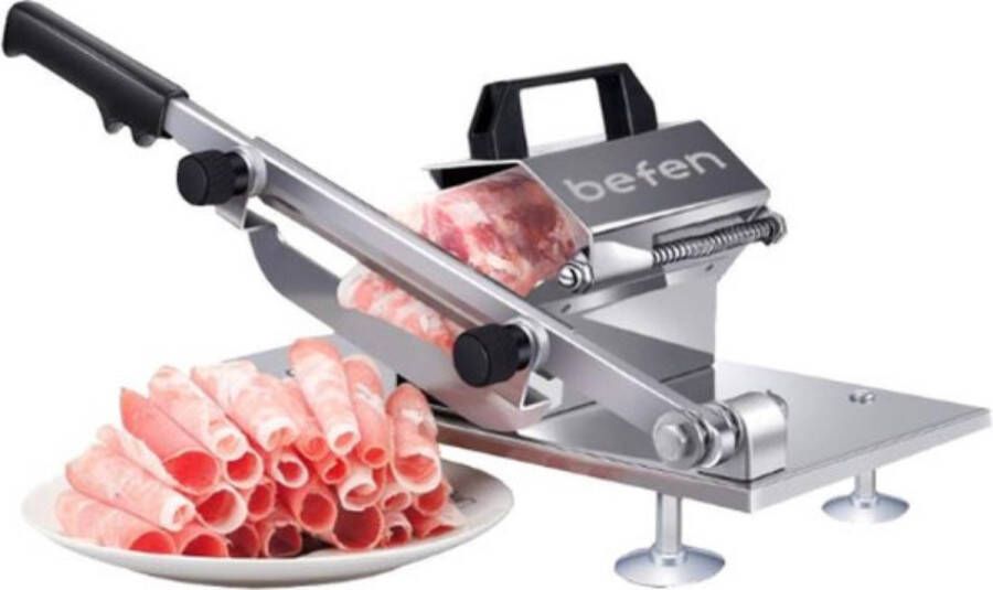 Thuys Luxe Snijmachine – Handmatige Vleessnijmachine – Allessnijder – Voor Thuis & Professioneel Gebruik – 19 6 CM Mes – Instelbare Snijdikte – RVS