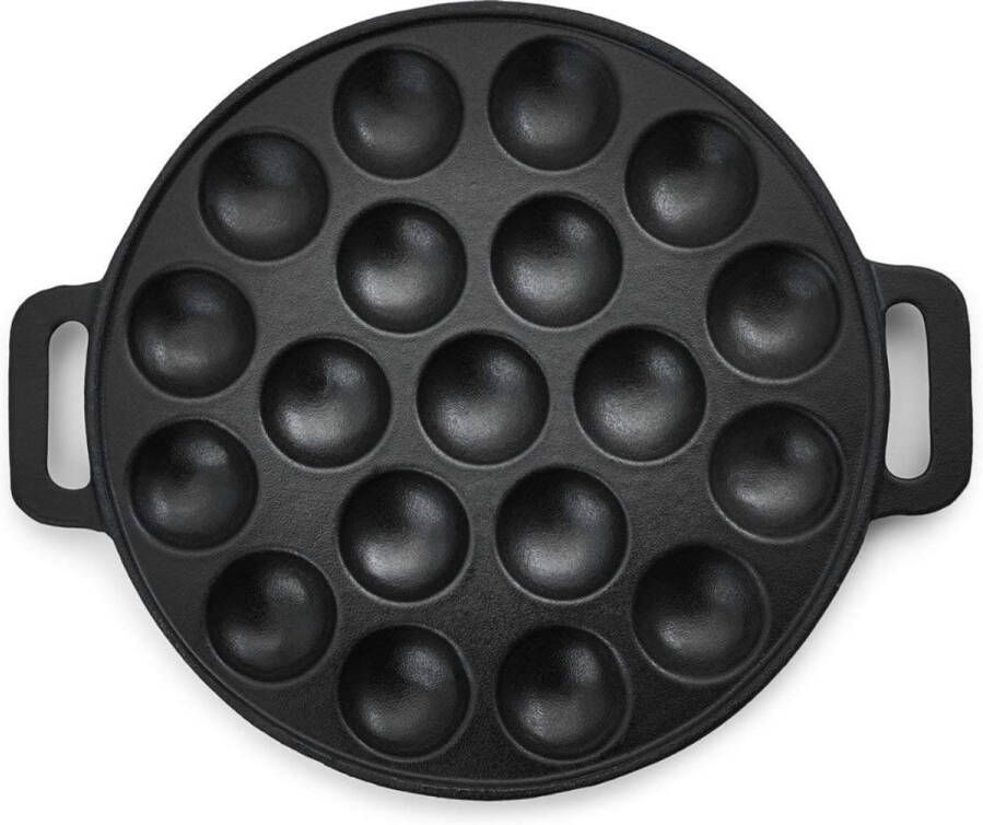 Thuys Poffertjesmaker Poffertjespan Antiaanbaklaag Geschikt voor Inductiekookplaten -19 Mallen- 24x25x4cm Zwart