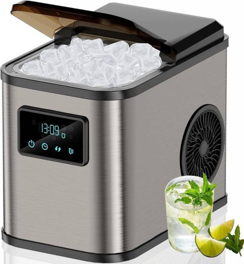 Thuys Professionele Ijsblokjesmachine – Crushed Ice Maker – Zelfreinigend – 2L Capaciteit – In Enkele Minuten – LED Display – Modern Design – Zilver