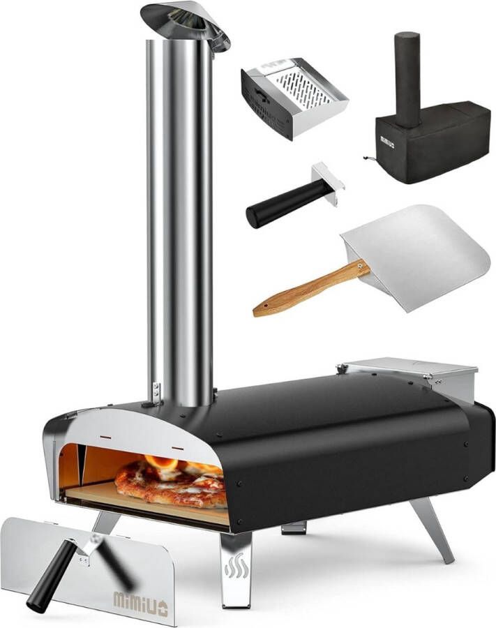 Thuys Professionele Pizza Oven – Voor Buiten – Pellet Pizza Oven – Houtgestookte – Inclusief Accessoires – Complete Set – Zwart