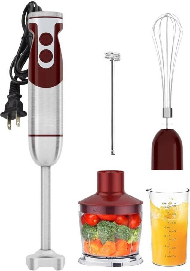 Thuys – Staafmixer Set – Braun – Met Hakmolen – 5cm x 5cm x 26cm – Rood