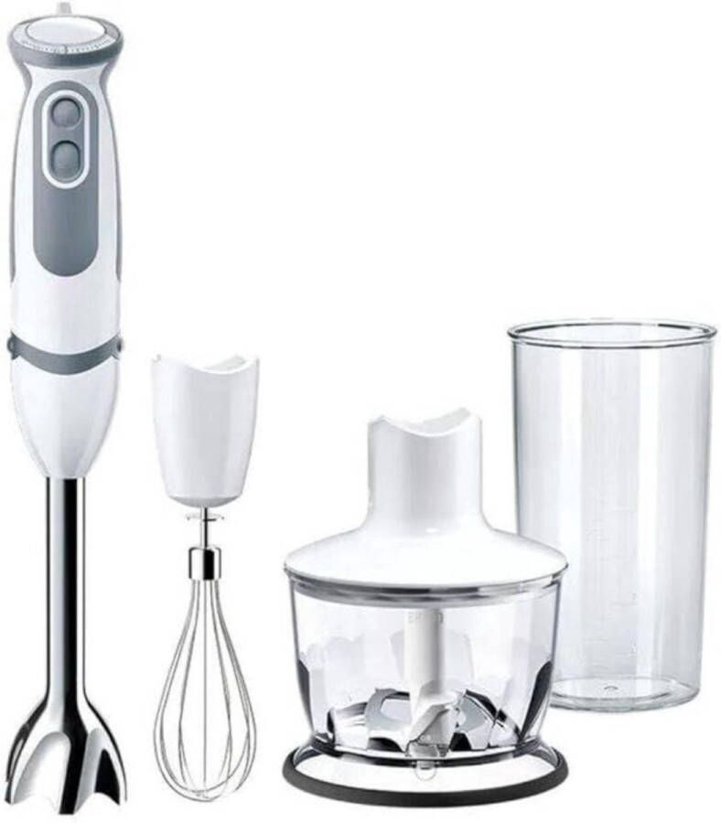 Thuys – Staafmixer Set – Braun – Met Hakmolen – 6cm x 6cm x 40cm – Wit En Grijs