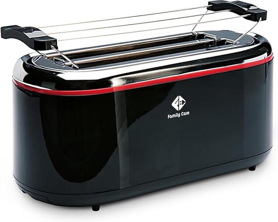 Thuys Broodrooster voor 4 Sneetjes – 2 Lange Sleuven – 1300 W – 7 Roosterstanden – Met Broodjesrek – RVS Behuizing