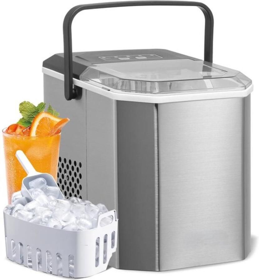 Thuys IJsblokjesmachine IJsmachine IJsblokjesmakers IJsblokjesvorm 9 IJsblokjes Klaar In 6 Minuten Zelfreinigend Draagbare IJsmachine Met IJsschep En Bak Kleur Zilver