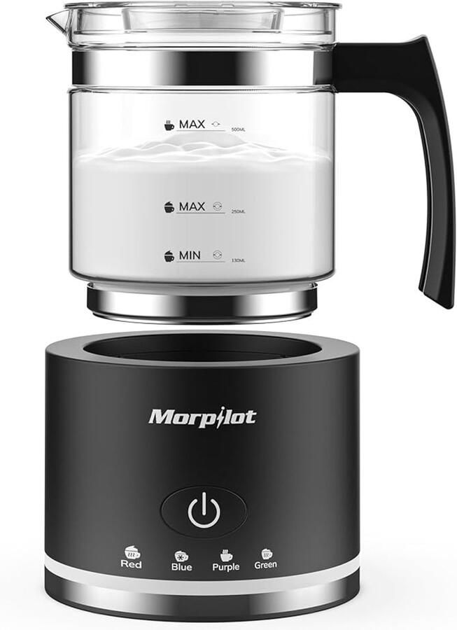 Thuys Luxe Elektrische Melkopschuimer 4-in-1 – Warm & Koud – 500 ml – Glazen Design – Vaatwasmachinebestendig