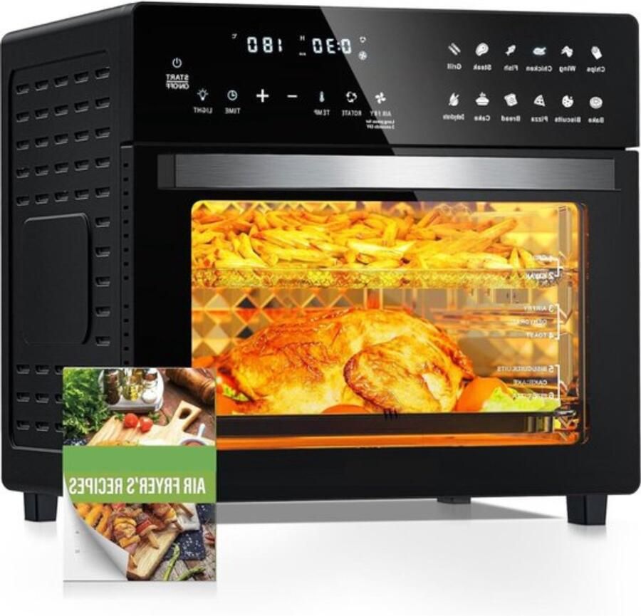 Thuys Luxe Heteluchtoven – Airfryer – Multifunctionele Combi Oven – Alles in één – 26L Inhoud – 12 Automatische Programma s – LED Display – Zwart