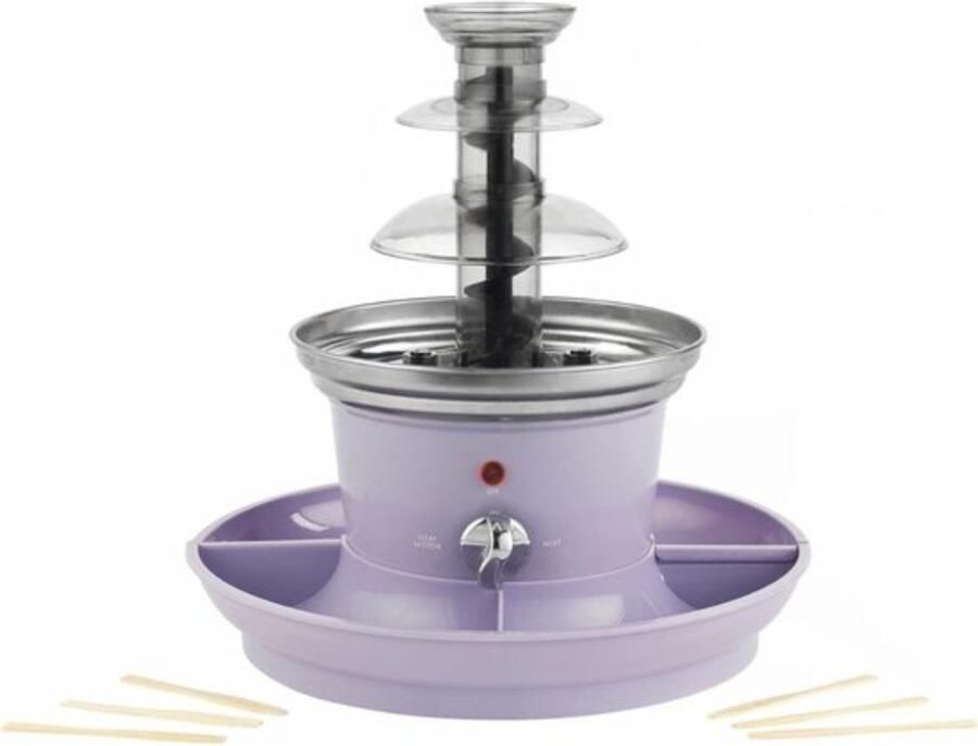 Thuys Mini Chocoladefontein Paars 3-Laags Compact Design met 500ml Smeltpot