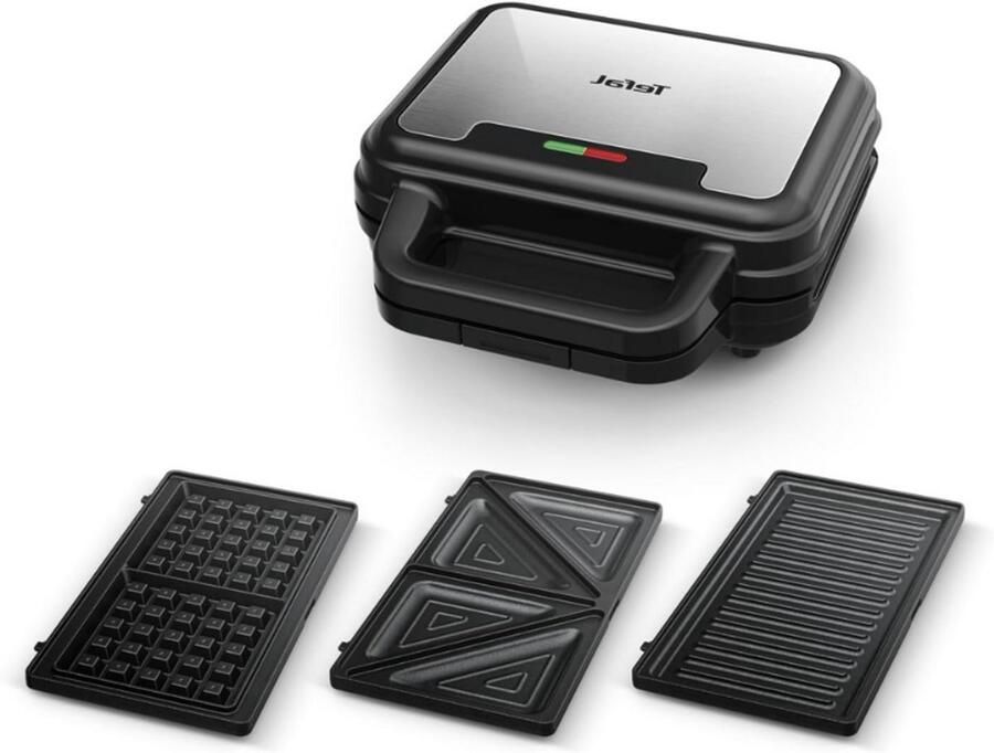 Thuys – Ultra-Compact 3– In –1 Sandwichmaker – Wafelmaker En Panini Grill – Anti-aanbaklaag – RVS Zwart