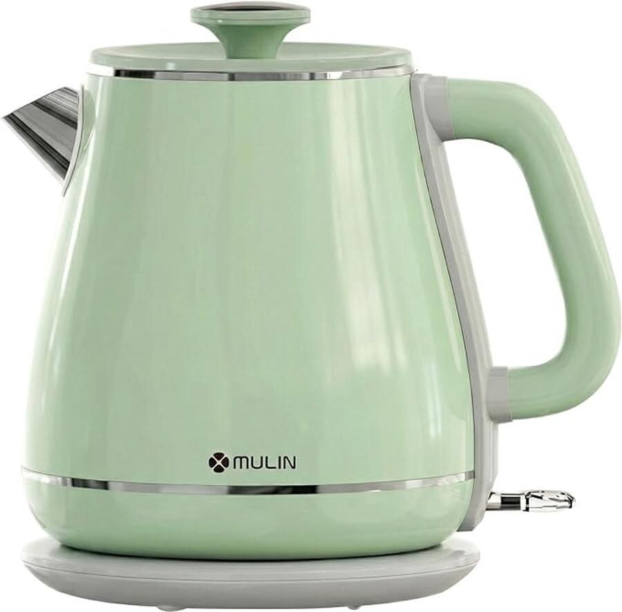 Thuys Vintage Waterkoker 1 8L – 2200W Snelle Kookfunctie – Dubbelwandig RVS – Automatische Uitschakeling – 360° Draaivoet – Retro Design