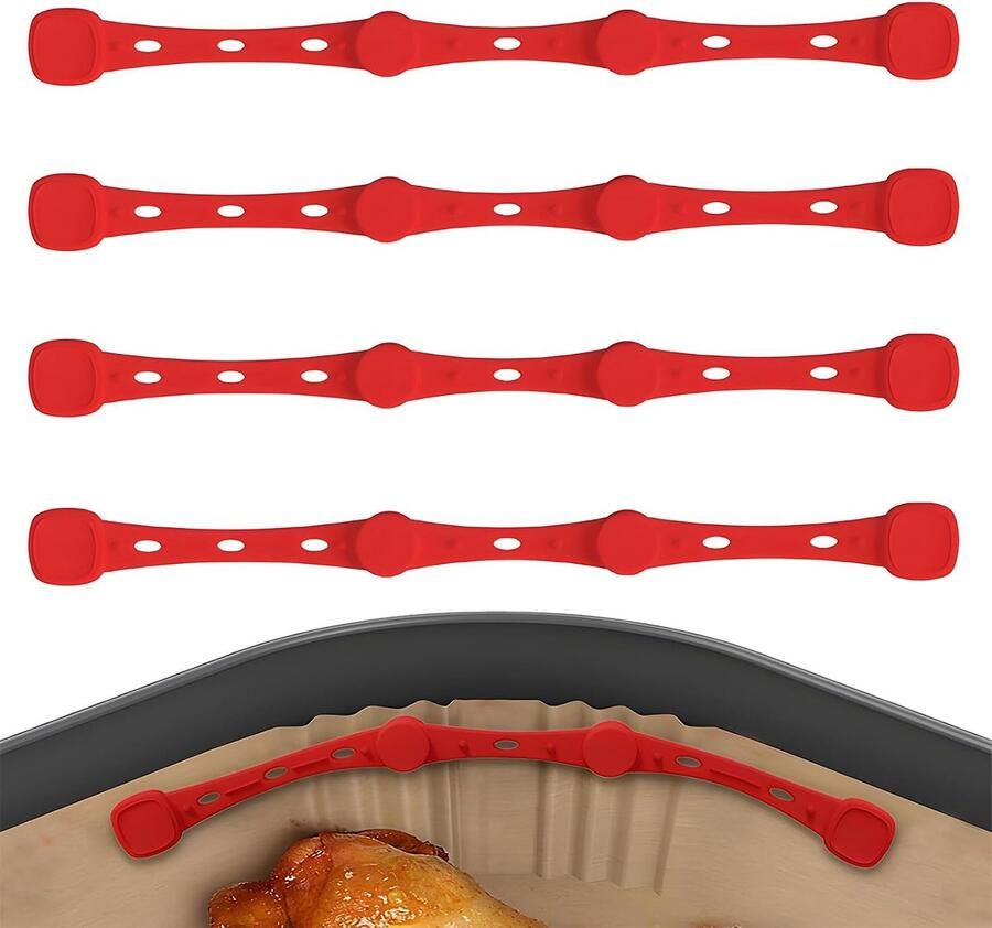 Tianher Magneten voor airfryer bakpapier 4 stuks siliconen airfryer-magneten voor bakpapier bevestiging voor heteluchtfriteuse accessoires 17 5 cm lang magneet siliconen geschikt voor enkele en