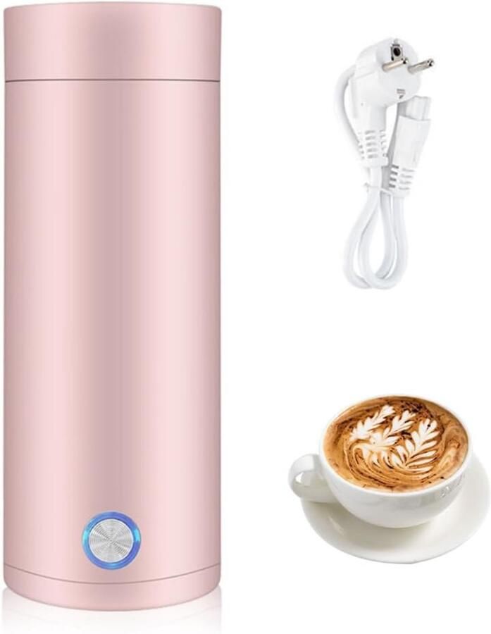 TIM. TIM Draagbare Waterkoker – 400 ML Mini Waterkoker Portable Reis Waterkoker Camping Waterkoker – In 5 Minuten Snel Koken Roze ‎25cm x 11cm x 11cm