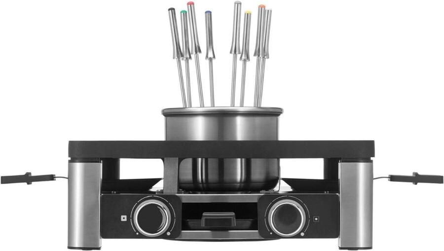 TIM. TIM Gourmetstel 8 Personen Tafelgrill Grillplaat Zwart 43cm x 21cm x 42cm