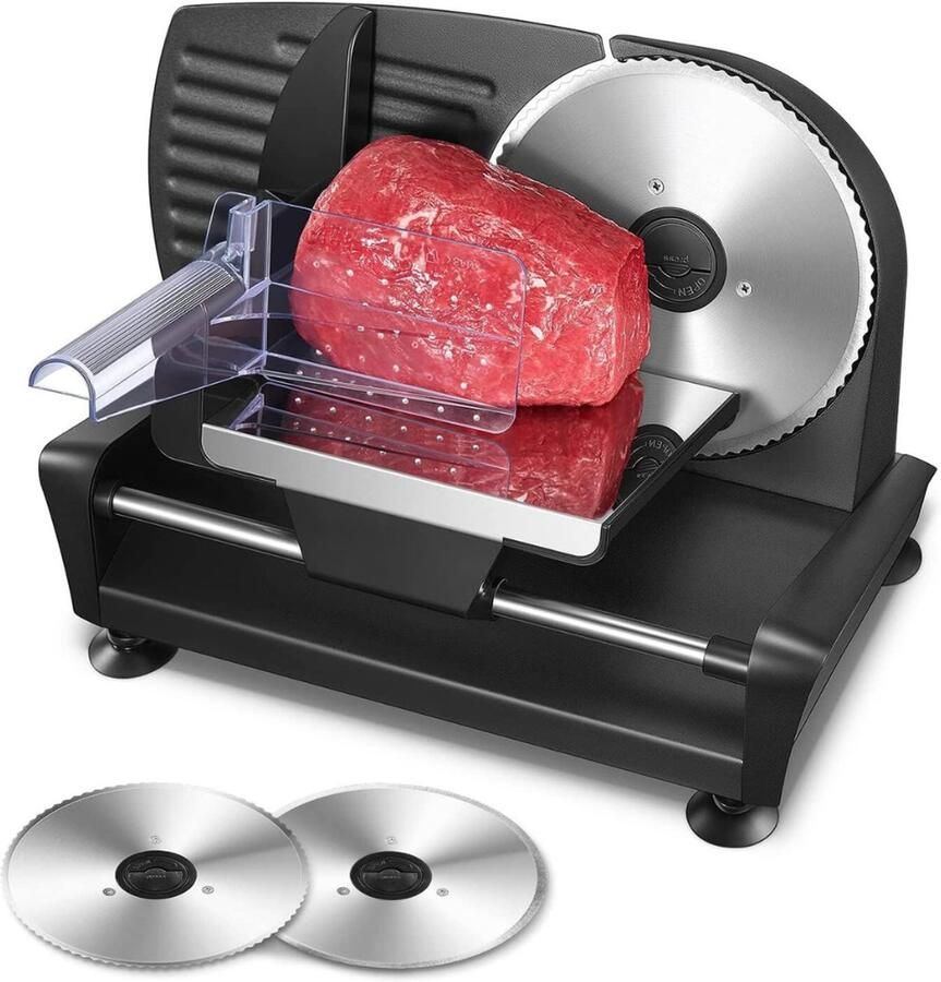TIM. TIM Pro Kitchen Snijmachine – Verschillende Diktes – RVS Snijblad – Vleessnijmachine voor Thuis – Broodsnijmachine – Snijmachine Allessnijder – Vleeswarensnijmachine Zwart 45cm x 25cm x 25cm