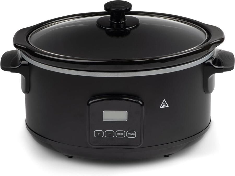 TIM. TIM Slowcooker met Timer Crockpot Stoompot Inclusief Warmhoudfunctie 4 5 Liter Zwart 28cm x 42cm x 27cm