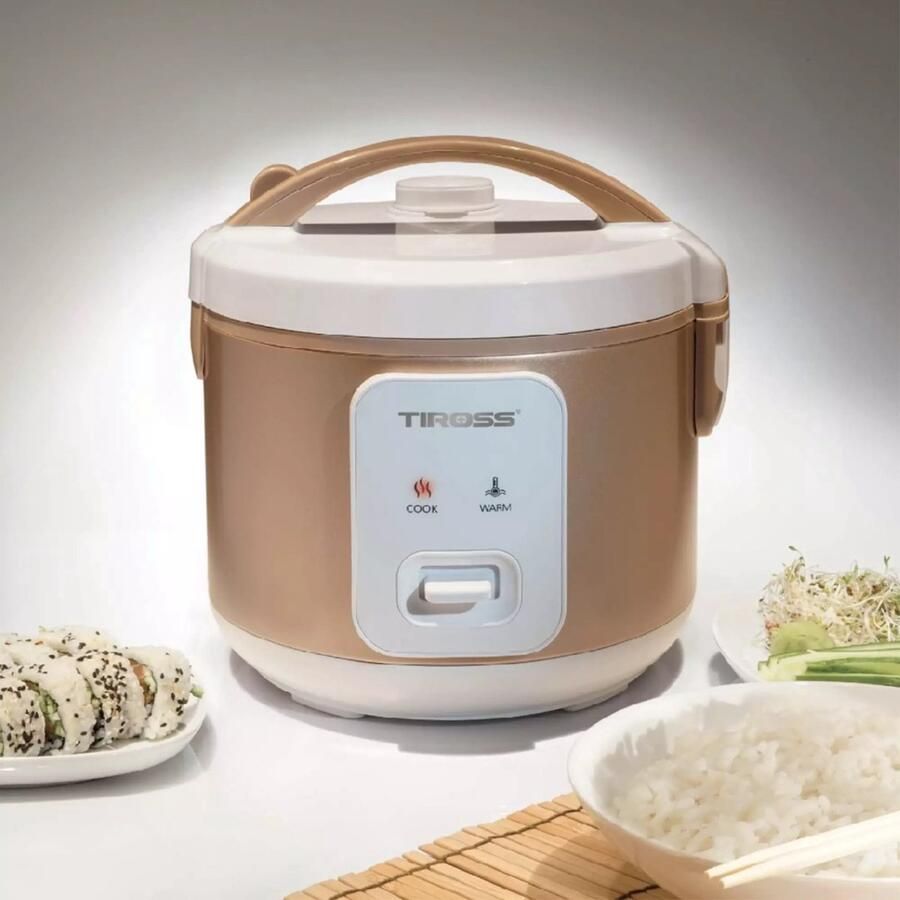 TIROSS Elektrische rijstkoker 1 2 L met warmhoudfunctie antiaanbaklaag en stoomfunctie voor dagelijks gebruik