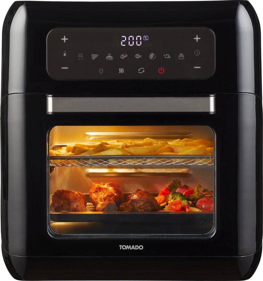 Tomado TAF1201B Airfryer oven Hetelucht friteuse 12 liter 8 programma&apos;s 40 tot 210°C 1700 watt Zwart