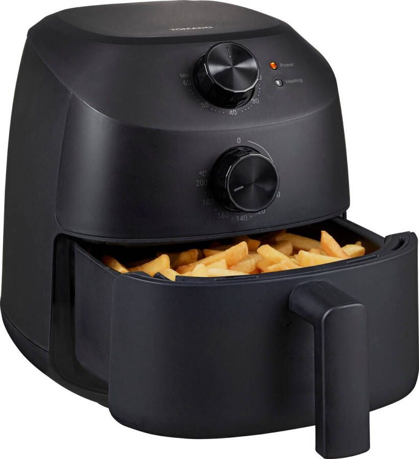 Tomado TAF2001B Mini Airfryer 2 liter inhoud Voor 1 of 2 personen Kleine Heteluchtfriteuse PFAS vrij Zwart