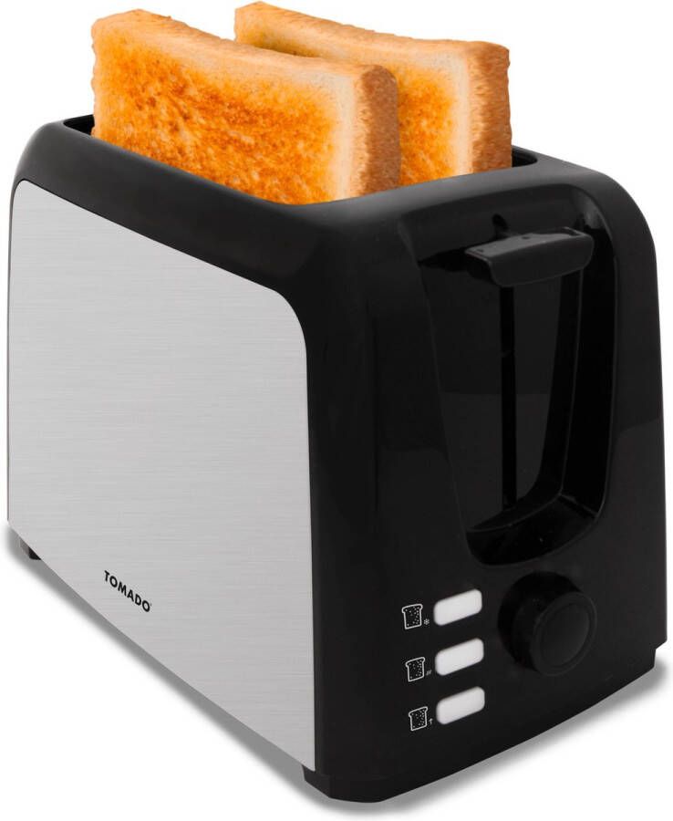 Tomado TBT2001B Broodrooster – Toaster 2 sleuven 7 standen – Ontdooien – 750 watt Zwart RVS