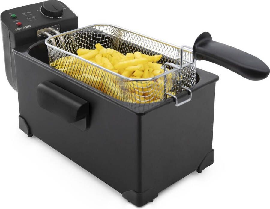 Tomado TDF3001B Frituurpan – 3 liter inhoud Koude zone friteuse 2200 watt – Zwart