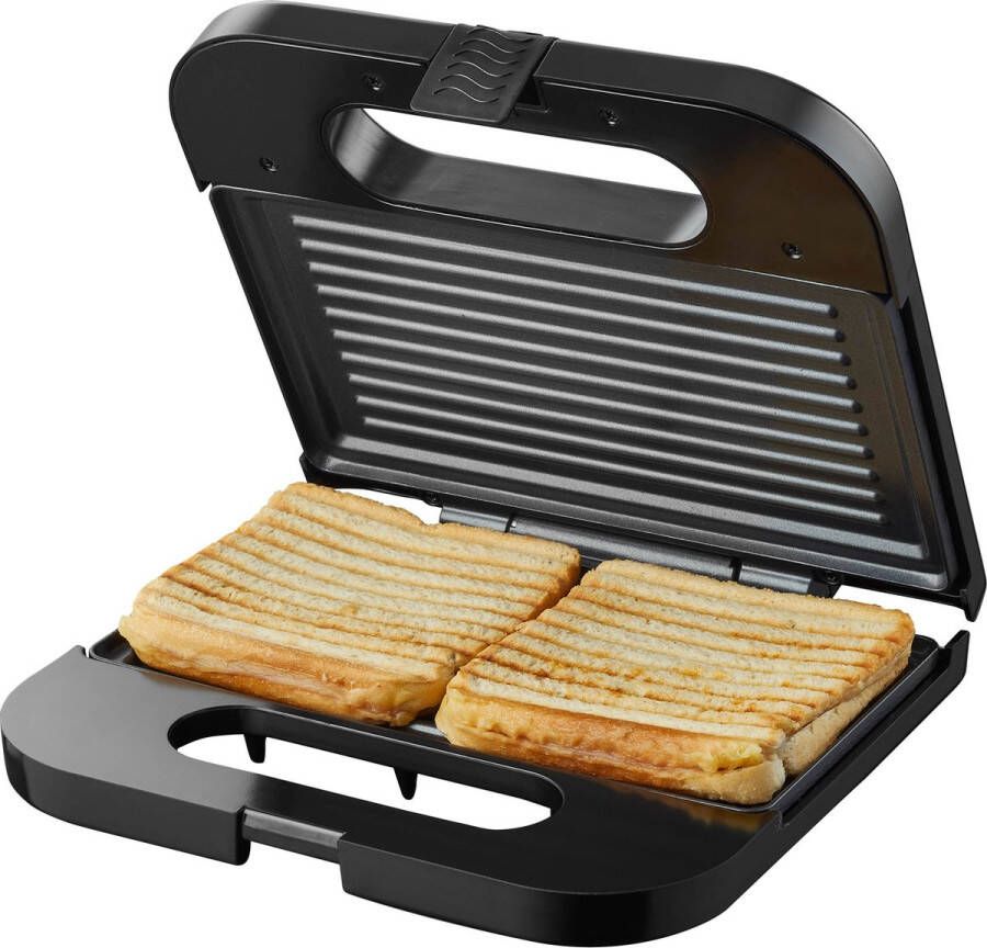 Tomado TGS2001S Tosti ijzer Grillapparaat Tosti apparaat PFAS vrij – Sandwich maker 750 watt 22 5 x 13 cm Zwart RVS - Foto 2