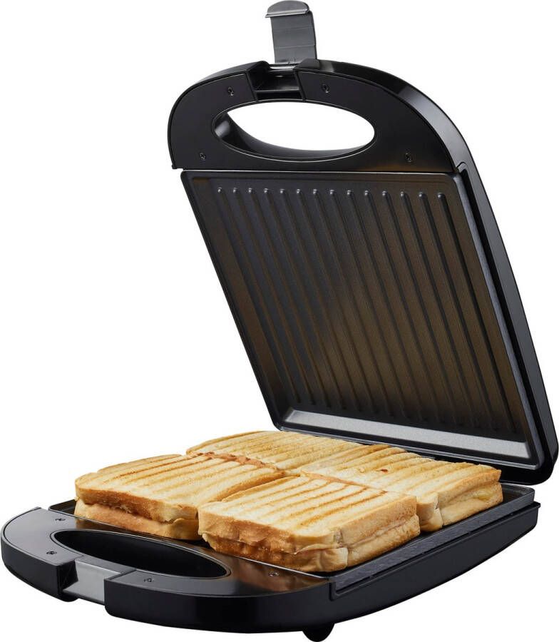 Tomado TGS4000B XXL Tosti ijzer 4 tosti's Tosti apparaat Panini grill PFAS vrij Grill apparaat 1200W Zwart
