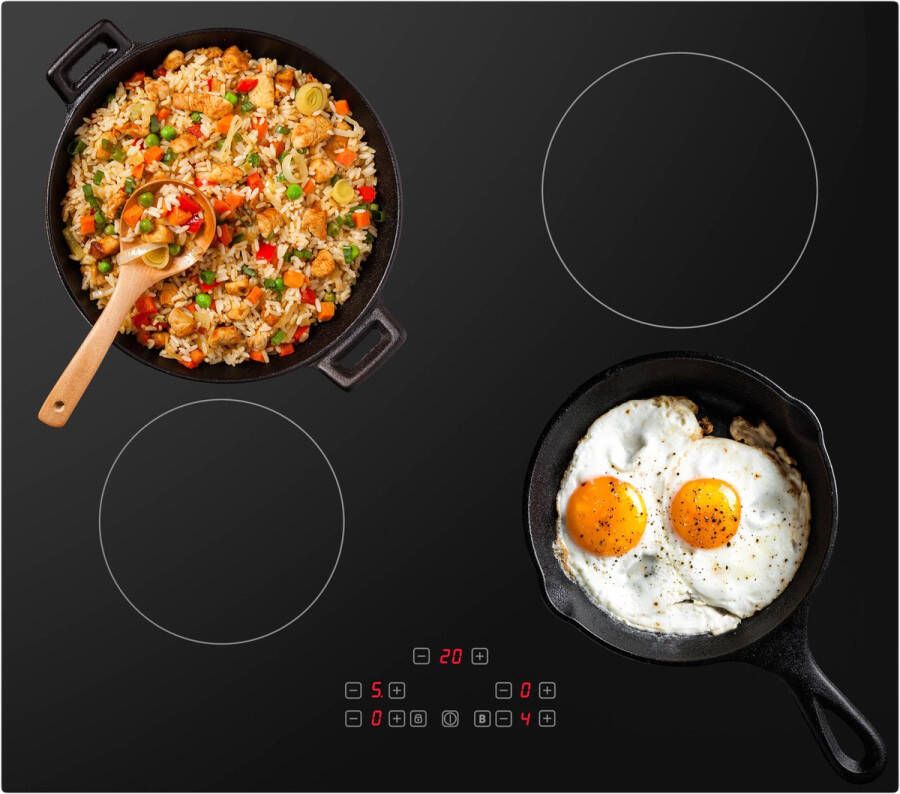 Tomado TIH6001B Inductie kookplaat Inbouw Normale stekker Makkelijk zelf aansluiten 1 fase 4 kookzones Zwart