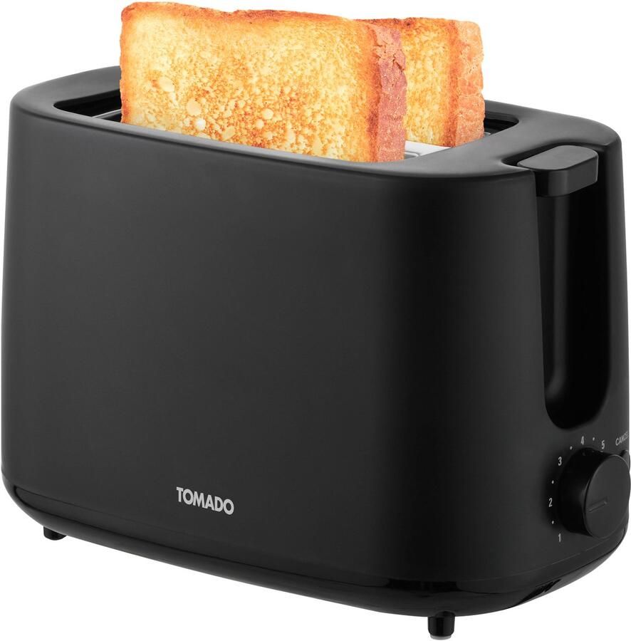 Tomado TBT1000B Compacte broodrooster Toaster 2 lange sleuven 7 standen Zwart
