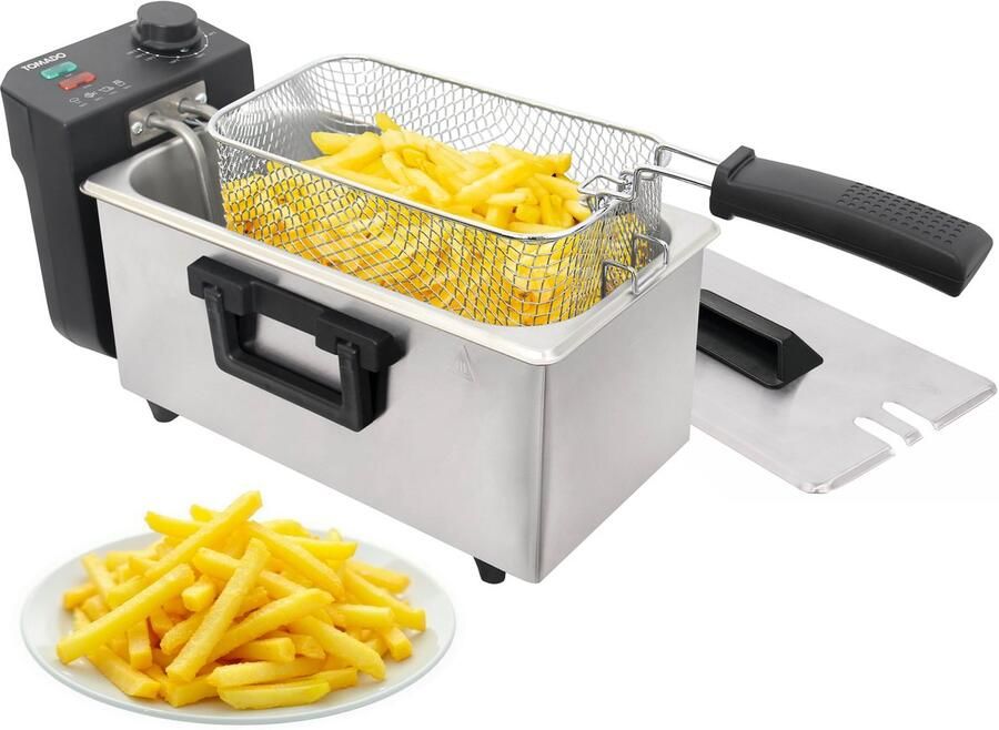 Tomado TDF3000S Frituurpan – 3 liter inhoud Koude zone friteuse 2000 watt – RVS - Foto 2