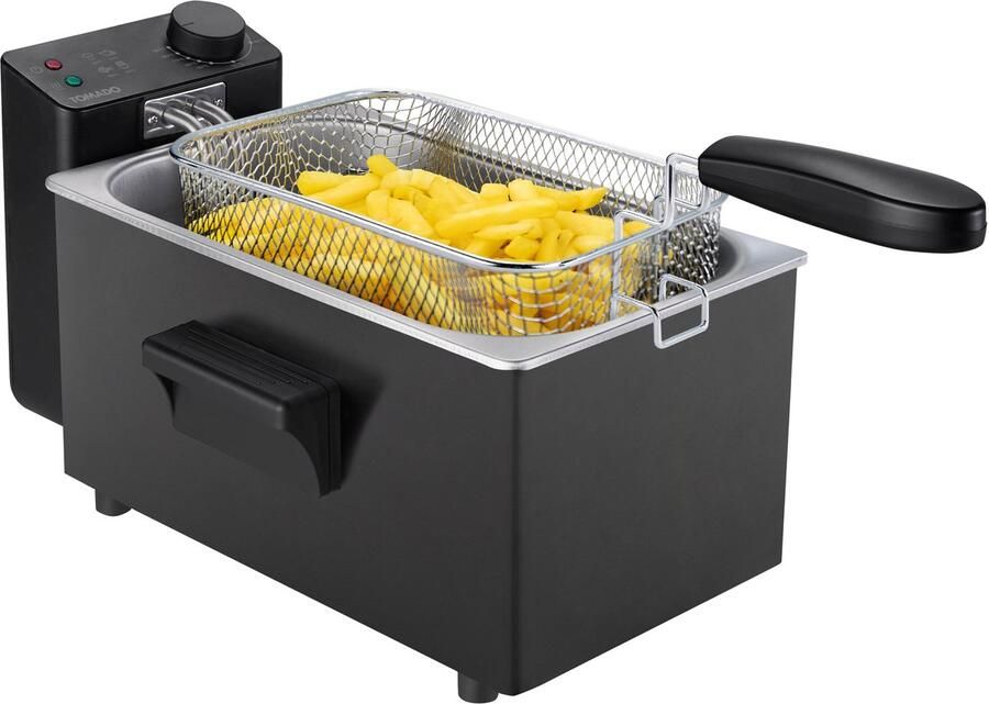 Tomado TDF3002B Frituurpan Koude zone friteuse 3 liter inhoud 2200 watt Zwart