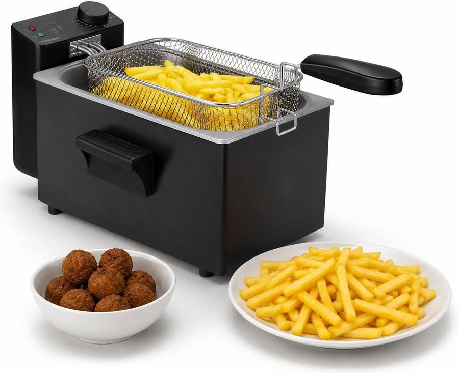 Tomado TDF3002B Frituurpan Koude zone friteuse 3 liter inhoud 2200 watt Zwart