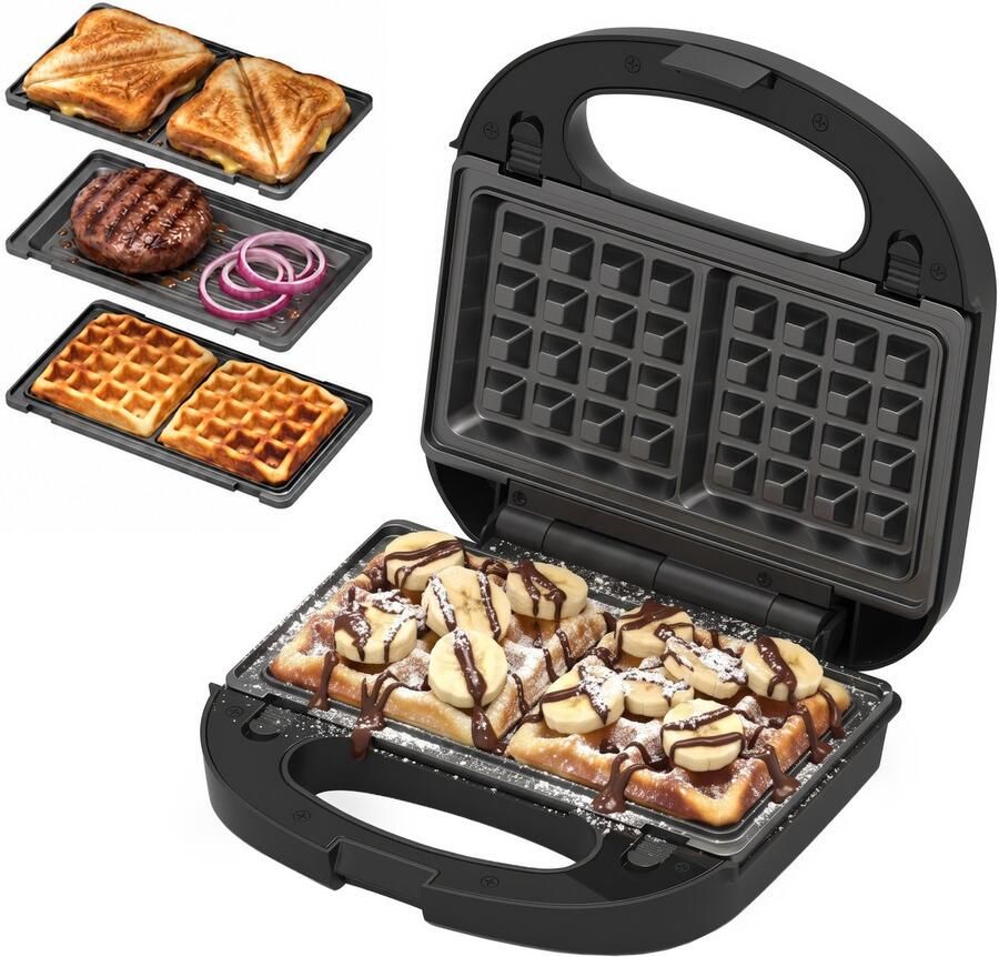 Tomado TGM2002B Multigrill 3 in 1 Wafelijzer Contactgrill Tosti apparaat PFAS vrij Zwart