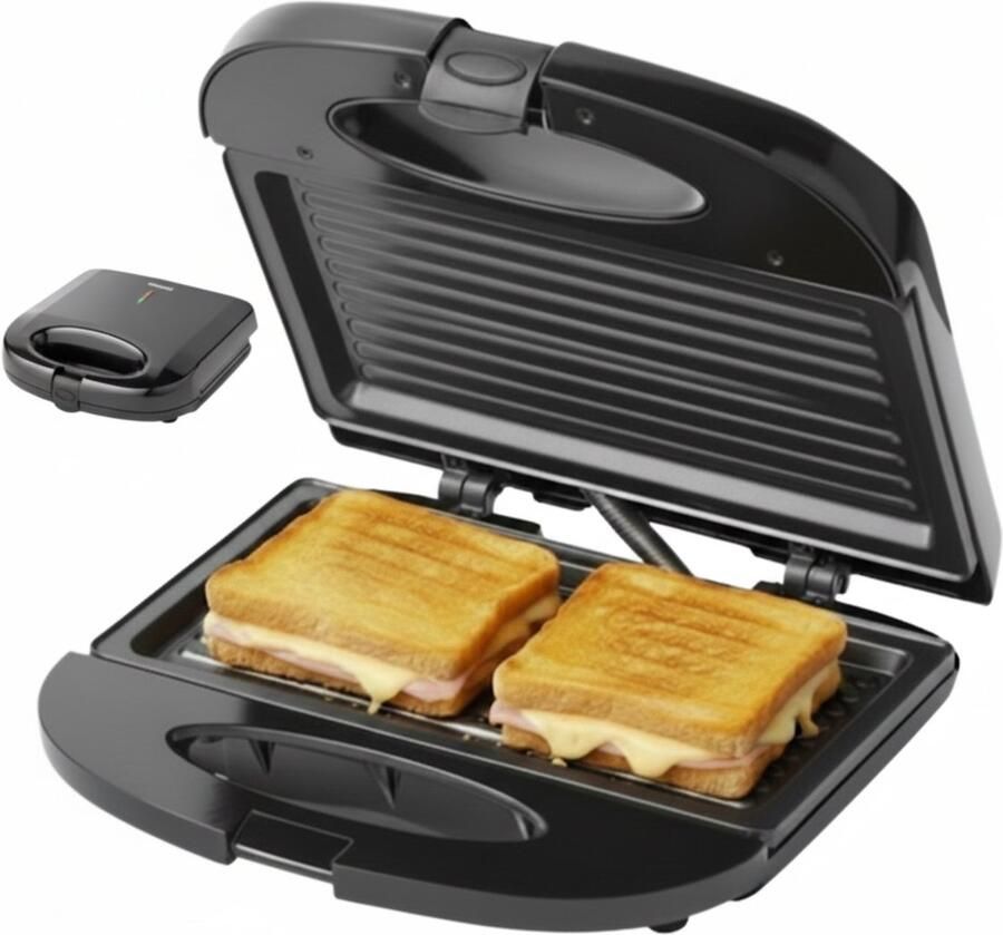 Tomado TGS2000B Tosti ijzer Tosti apparaat Grill apparaat Grillplaten met anti aanbaklaag Sandwichmaker 21 5 x 12 cm 750 watt Zwart