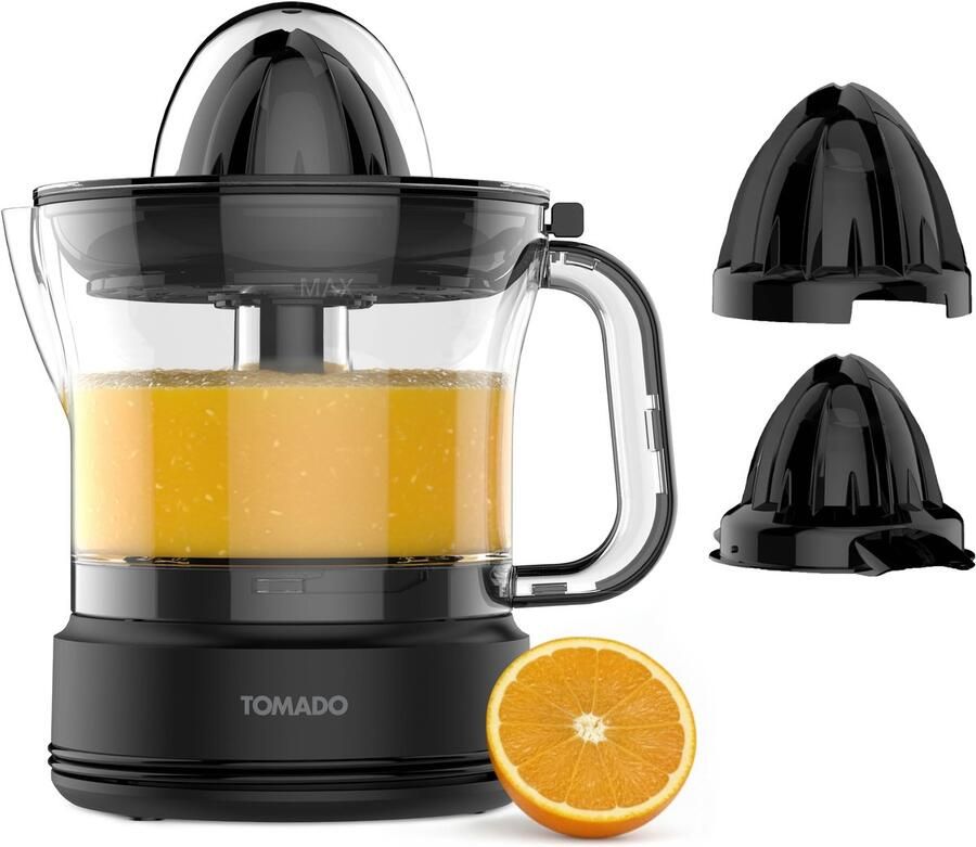 Tomado TJC4003B Citruspers Elektrische citruspers Citroenpers Sinaasappelpers Inclusief 2 perskegels 700 ml Instelbaar pulpfilter