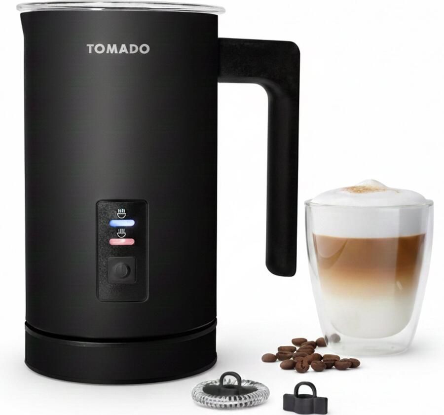Tomado TMF1201B Elektrische Melkopschuimer 4 standen Warm en koud opschuimen BPA vrij Cappuccino maken – Matzwart