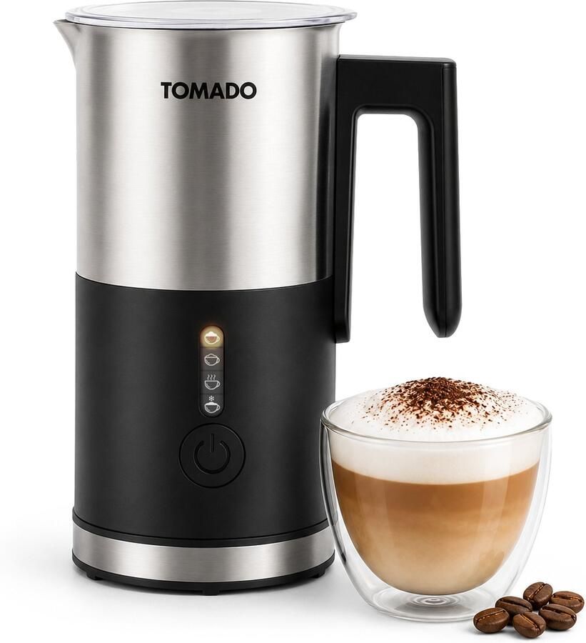 Tomado TMF2501S Elektrische Melkopschuimer 4 standen Warm en koud opschuimen PFAS vrij Cappuccino maken – rvs