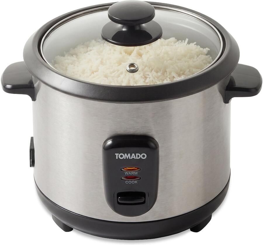 Tomado TRC1001S Rijstkoker 5 porties 1 liter inhoud Rice cooker Warmhoudfunctie Anti aanbaklaag PFAS vrij RVS design