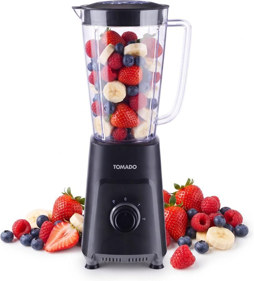 Tomado TTB1001B Blender – Smoothie maker 1 liter 2 snelheden 300W Pulsestand – Zwart