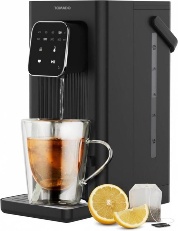 Tomado TWD2503B Heetwaterdispenser Instant waterkoker 2 5 liter Digitaal display Temperatuurinstelling Afneembaar waterreservoir Inclusief waterfilter