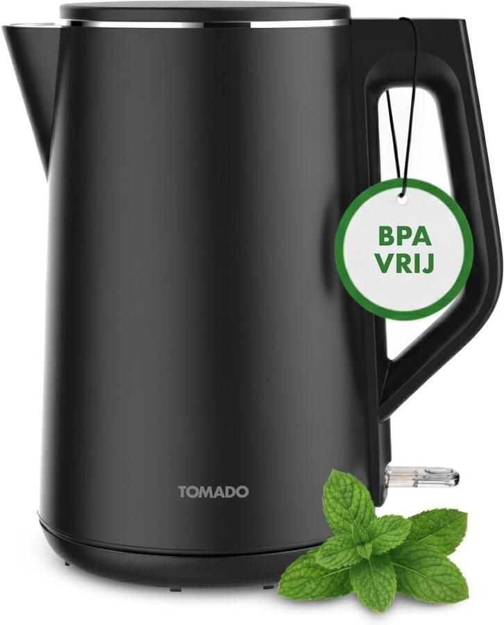 Tomado TWK1708B Waterkoker Dubbelwandig BPA vrij 2200 watt RVS 1 5 liter Zwart