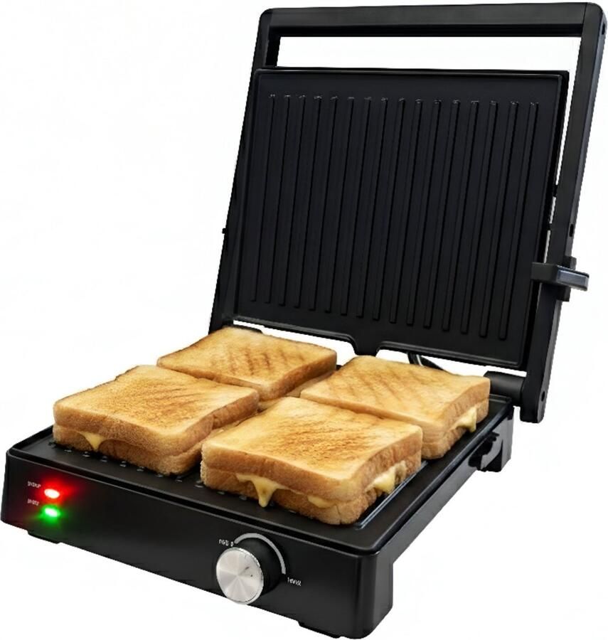 Tomado TGC4002B Grote contactgrill Tafelgrill Grilloppervlak: 28 x 23 cm Grill apparaat Instelbare temperatuur Tosti apparaat PFAS vrij 2000 W