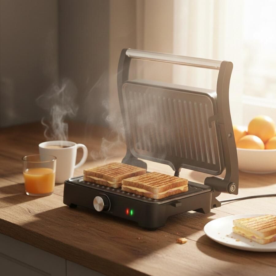 Tomado TGC3001S Tosti apparaat Instelbare temperatuur Contactgrill PFAS vrij Grill apparaat Tosti ijzer 1500W Zwart RVS