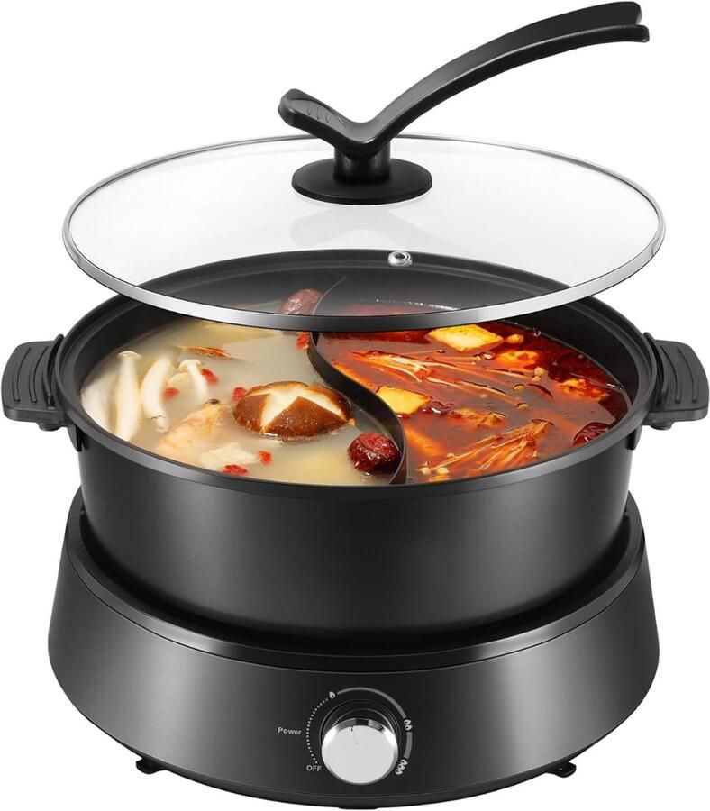 TOPCHOICE Hotpot Elektrische fonduepan Funcooking 4L Zwart
