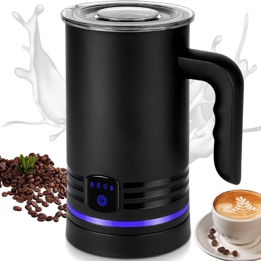 TOPCHOICE Melkopschuimer Elektrisch Melkklopper Melkschuimer 400ml Zwart