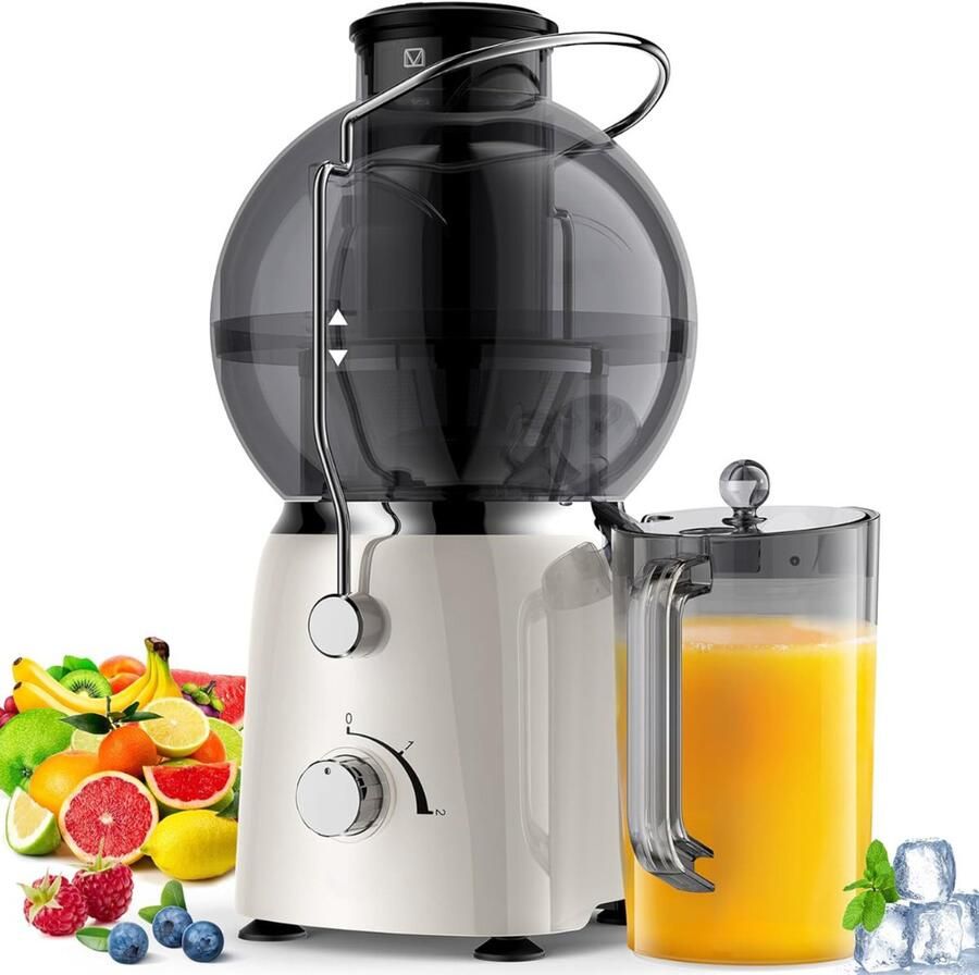 TOPCHOICE Slowjuicer Juicer Juice Maker 1400W Wit